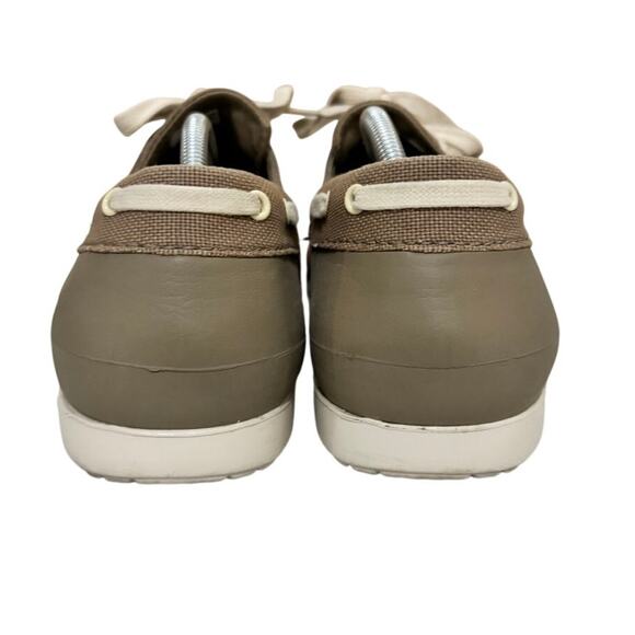 Crocs Men’s 12 Tan Canvas Loafer Boat Shoes Comfort Slip On Casual Lightweight - Picture 7 of 8